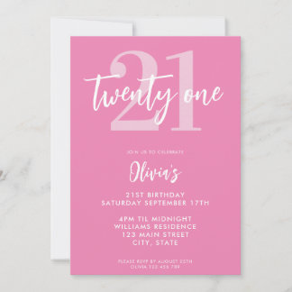 Modern rosa Elegant 21. Geburtstag