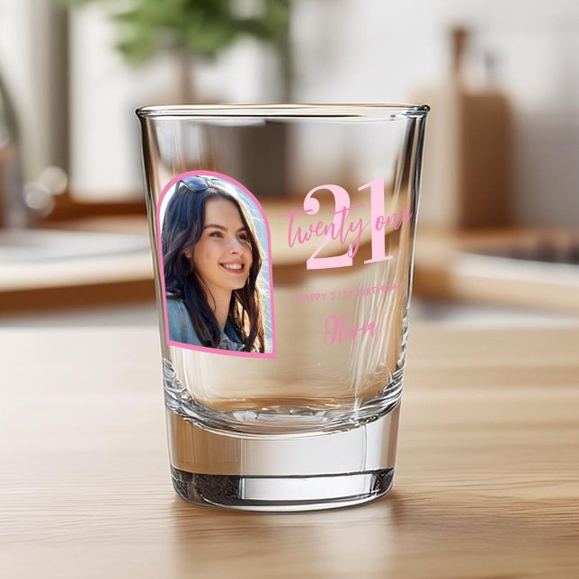 Modern rosa Elegant 21. Geburtstag Schnapsglas (Von Creator hochgeladen)