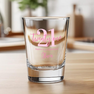 Modern rosa Elegant 21. Geburtstag Schnapsglas
