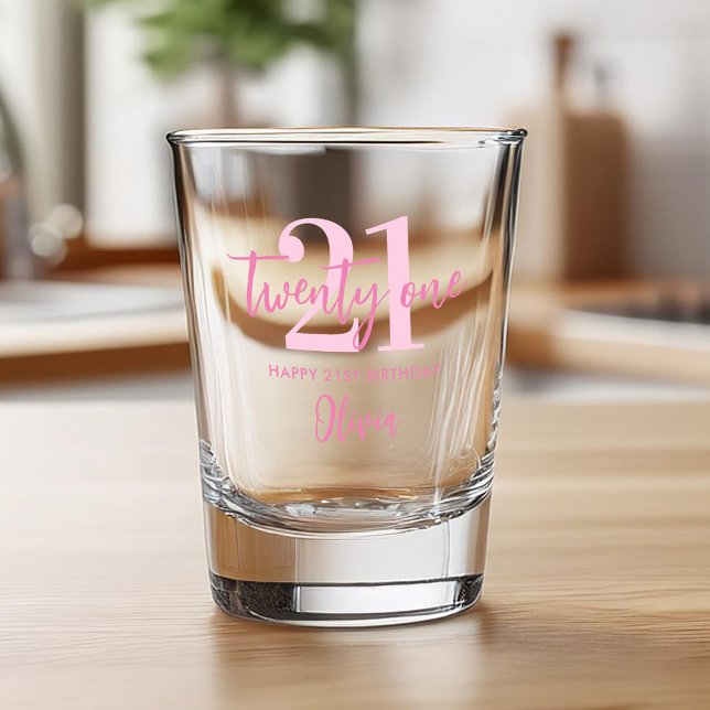 Modern rosa Elegant 21. Geburtstag Schnapsglas (Von Creator hochgeladen)