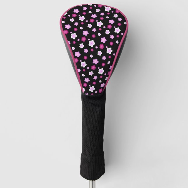 Modern rosa Farbverlaufsmuster Blume Name Golf Headcover (Vorderseite)