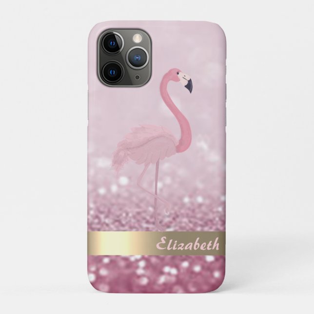 Modern rosa Flamingo Glitzer Bokeh - Personalisier Case-Mate iPhone Hülle (Rückseite)