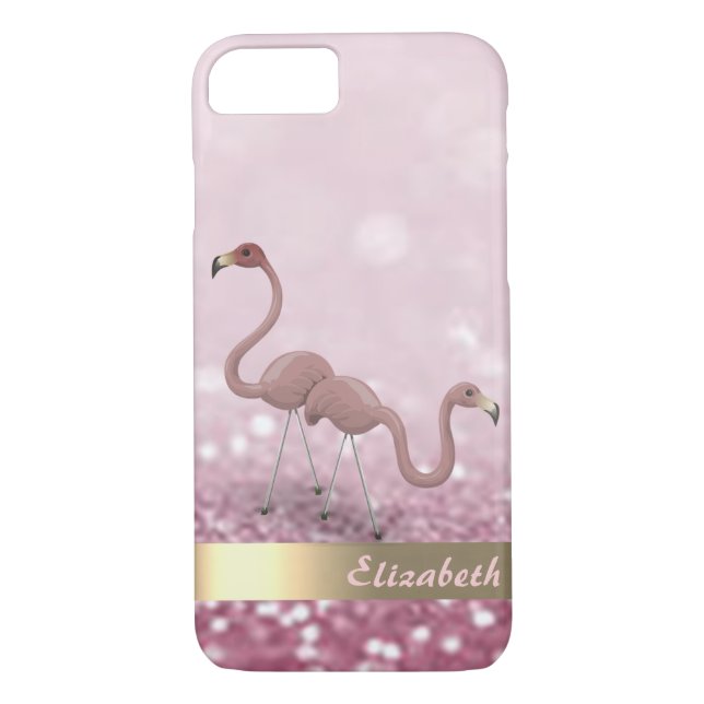 Modern rosa Flamingos Glitzer Bokeh - Personalisie Case-Mate iPhone Hülle (Rückseite)