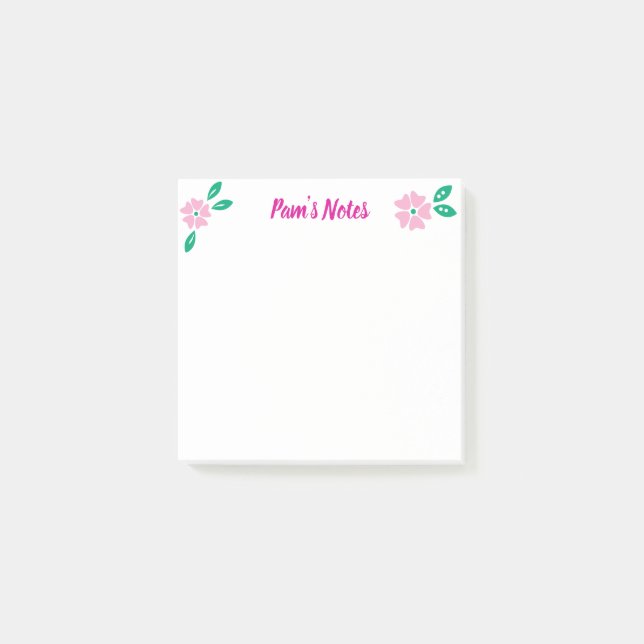 Modern rosa Floral Post-it Klebezettel (Vorderseite)