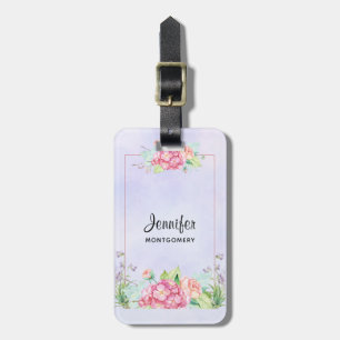 Modern rosa, florale Rahmenfarben Gepäckanhänger