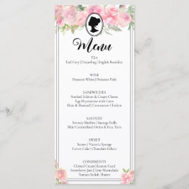 Modern rosa Florals Bridgerton Brautparty Menu Menükarte