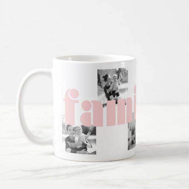 Modern rosa Foto Typ 4 mit Monogramm Kaffeetasse (Links)