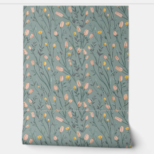 Modern rosa-gelbe winzige Blume Tapete