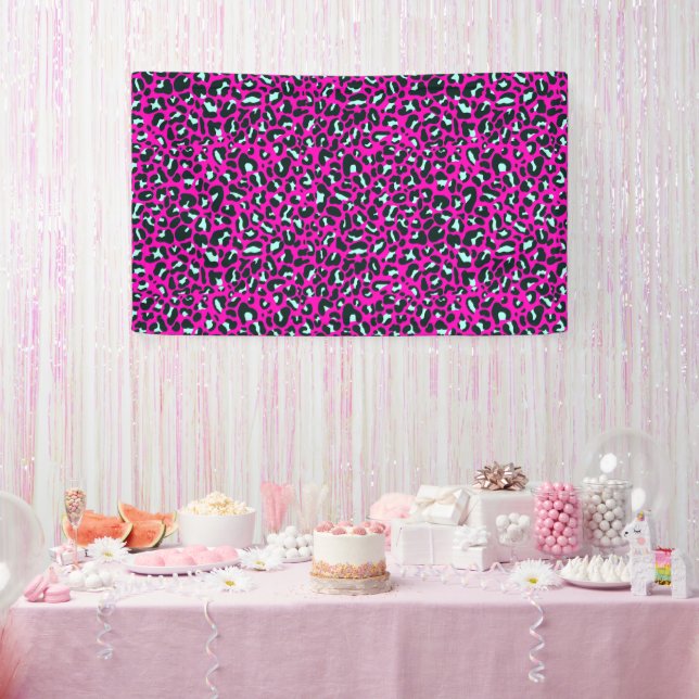 Modern rosa Geparden Leopard Tierdruck Banner (Party)