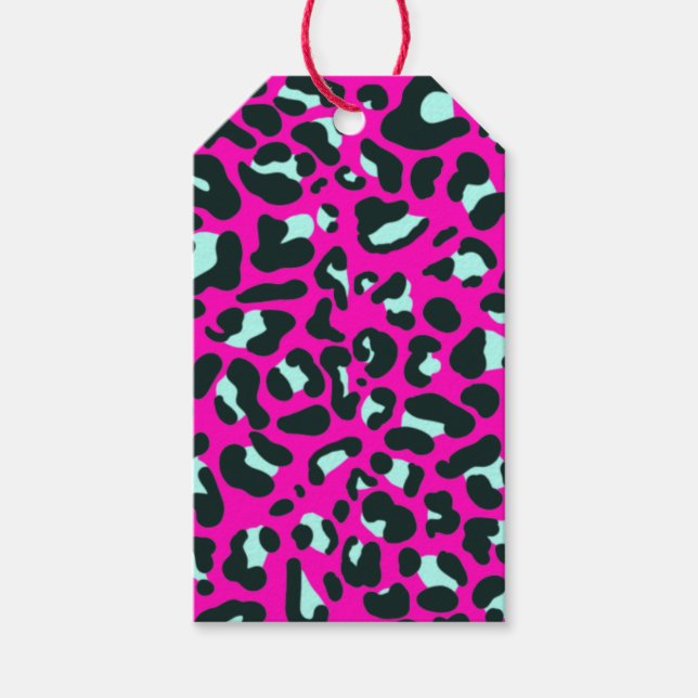 Modern rosa Geparden Leopard Tierdruck Geschenkanhänger (Vorderseite)