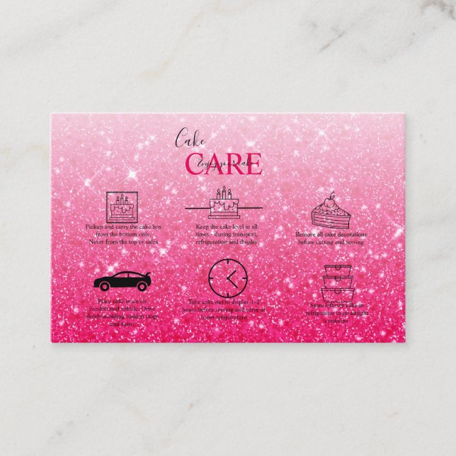 Modern rosa Glitzer Cake Care Business Card Visitenkarte (Vorderseite)