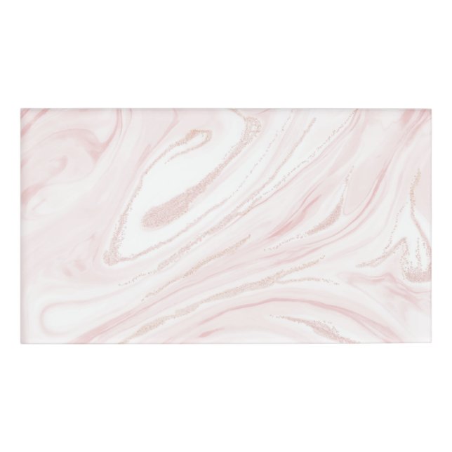 Modern rosa Glitzer Marmor Namenschild (Vorderseite)