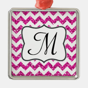 Modern rosa Glitzer Monogram, Initial Ornament Aus Metall