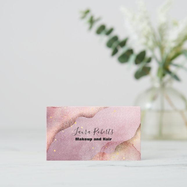 Modern rosa Gold Watercolor Business Card Visitenkarte (Stehend Vorderseite)