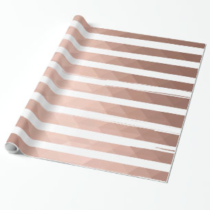 Modern rosa goldfarbenes, polnisch weißes Streifen Geschenkpapier