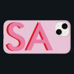 Modern rosa gürtelartig, minimale Monogramm Case-Mate iPhone 14 Hülle<br><div class="desc">Moderne rosa und rot gürlich erste monogramm minimale zeitgemäße Handy Gehäuse Design</div>