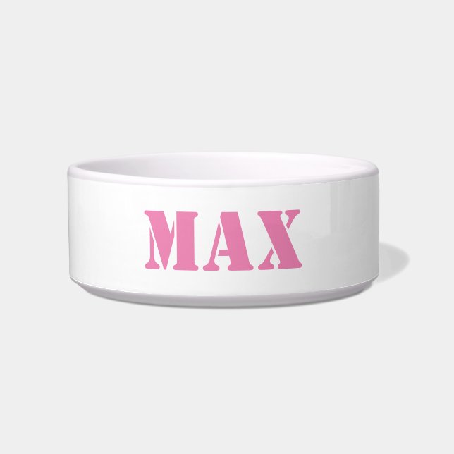 Modern rosa individuelle Name Hund Katze Bowl Napf (Vorderseite)
