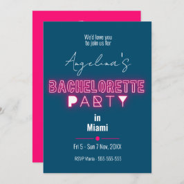 Modern rosa Junggeselinnen-Abschied Itinerary Einladung