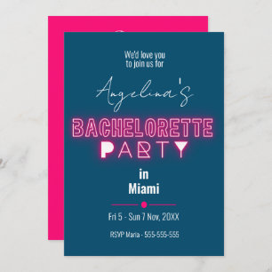 Modern rosa Junggeselinnen-Abschied Itinerary Einladung