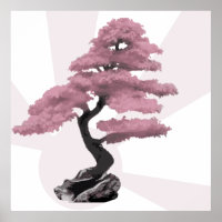 Modern rosa Kirschbaum Bonsai & aufstrebende Sonne