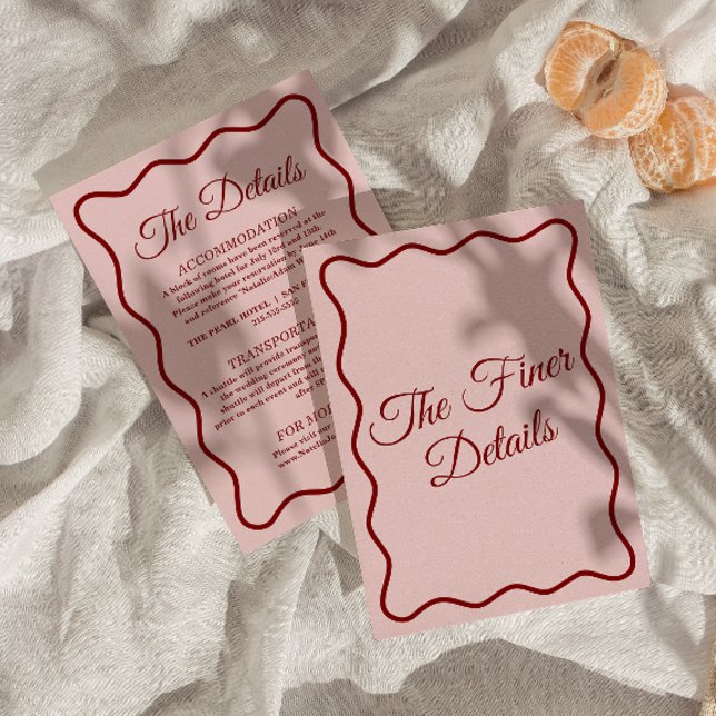 Modern rosa kühl Funky Retro Chic Wedding Details Begleitkarte (Von Creator hochgeladen)