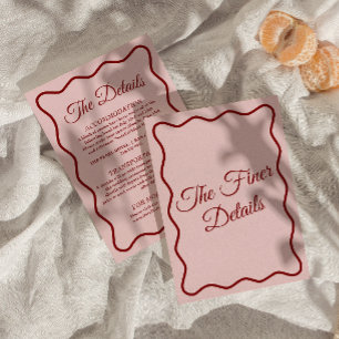 Modern rosa kühl Funky Retro Chic Wedding Details Begleitkarte
