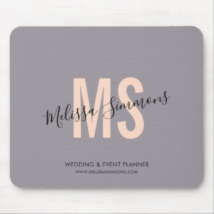 Modern rosa Lavendel Script Monogram Name Mousepad
