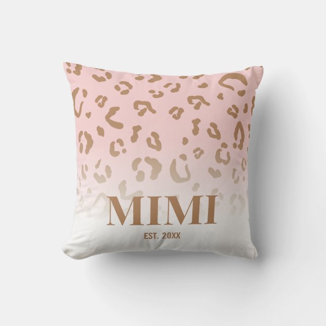 Modern rosa Leopard Muster Personalisiert Mimi Kissen (Vorderseite)