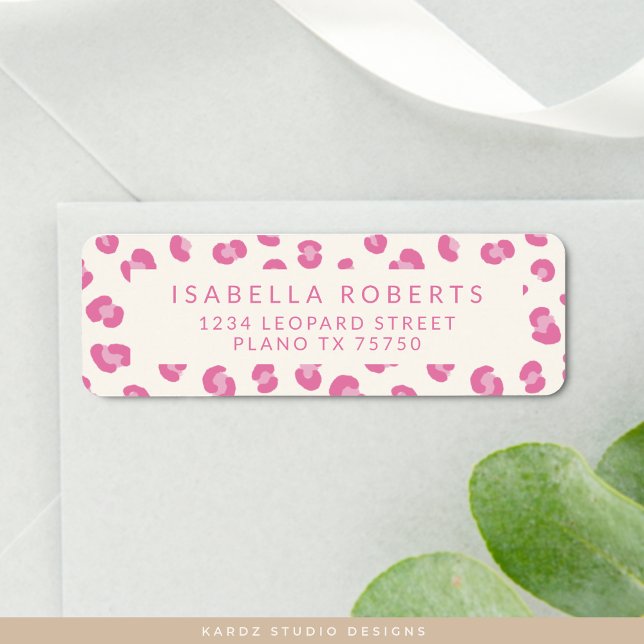 Modern rosa Leopard Print Chic Address Labels (Personalize with your name and address, choose size.)
