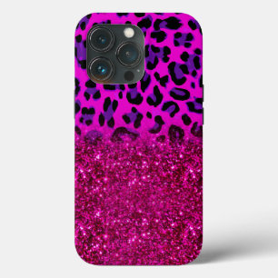 Modern rosa Lila Glitzer Leopard Case-Mate iPhone Hülle