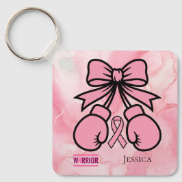 Modern rosa marmorierter Brustkrebs-Kriegername Schlüsselanhänger