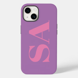 Modern rosa Minimalmonogramm iPhone 14 Hülle