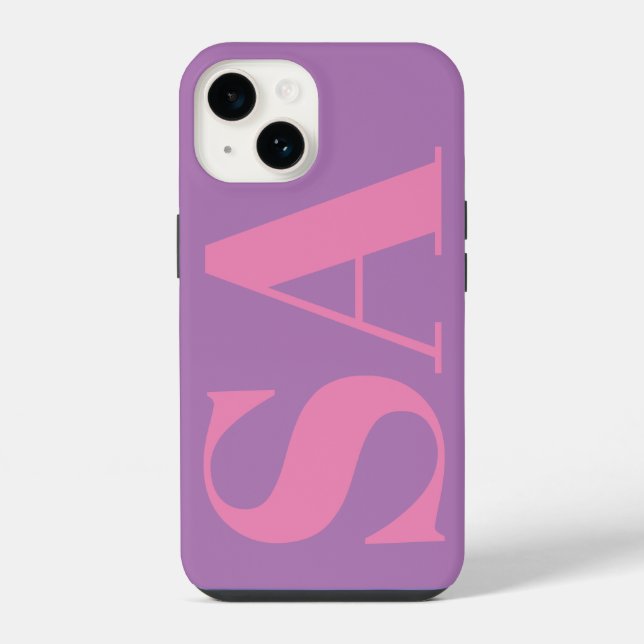 Modern rosa Minimalmonogramm iPhone Hülle (Rückseite)
