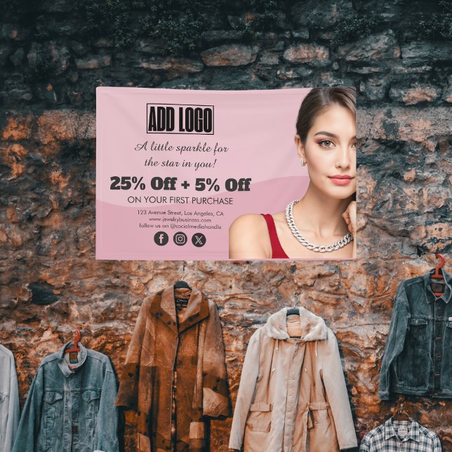 Modern rosa Modekleidung Business Logo Banner (Von Creator hochgeladen)