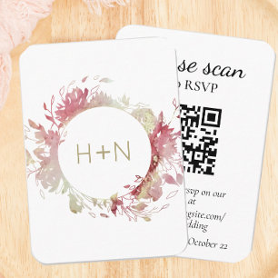 Modern rosa Monogramm-UAWG mit QR-Code Begleitkarte