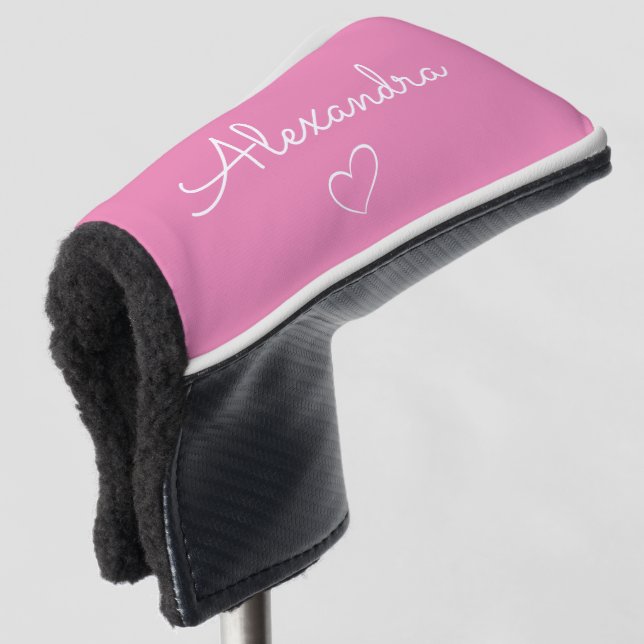 Modern rosa Name Custom Niedlich Golf Headcover (3/4 Vorderseite)