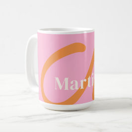 Modern rosa Orange Monogram Kaffeetasse