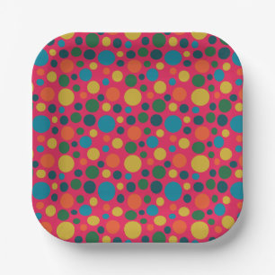 Modern rosa Polka-Punktmuster Pappteller