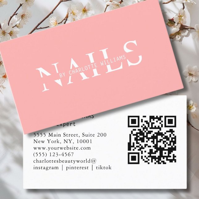 Modern, rosa, QR-Code Visitenkarte (Modern, Pink, QR Code Business Card
Modern, Pink, QR Code Business Card. Perfect for Beauty, Nails, )