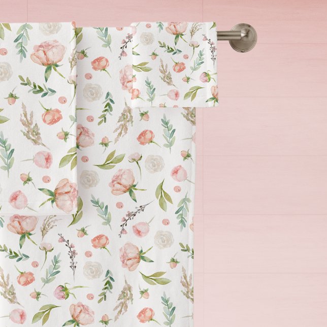 Modern rosa Rose Bud Blume Pattern Badhandtuch Set (Von Creator hochgeladen)