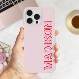 Modern rosa roter Monogramm Name iPhone 16 Pro Max Hülle