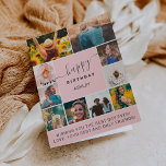 Modern rosa schlichter Geburtstag 10 Foto Collage  Karte<br><div class="desc">Modernes,  schlichtes Geburtstagslachs-Kollagengitter mit pastellfarbenen aquamarinen Minzen und grau bearbeitbaren Farben und moderner Typografie.</div>