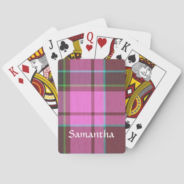Modern rosa Tartan personalisiert Spielkarten (Rückseite)