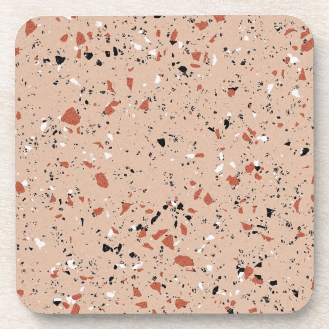 Modern rosa Terrazzo Print Pattern Getränkeuntersetzer (Vorderseite)