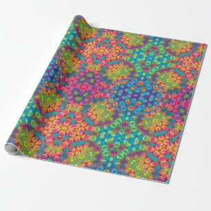 Modern rosa Türkis Lila Kaleidoskop Geschenkpapier