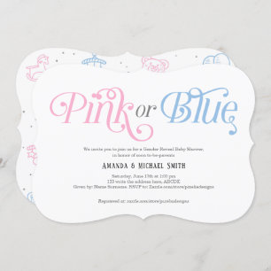 Modern, rosa und blau, Junge oder Mädchen, Gender Einladung