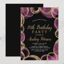 Modern Rosa und Gold Circle Black 18. Geburtstag