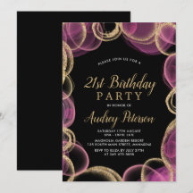 Modern Rosa und Gold Circle Black 21. Geburtstag