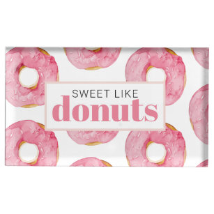 Modern rosa Wasserfarben Süß wie Donuts Zitat Platzkartenhalter