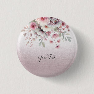 Modern rosa, weiße Blumentaste Button